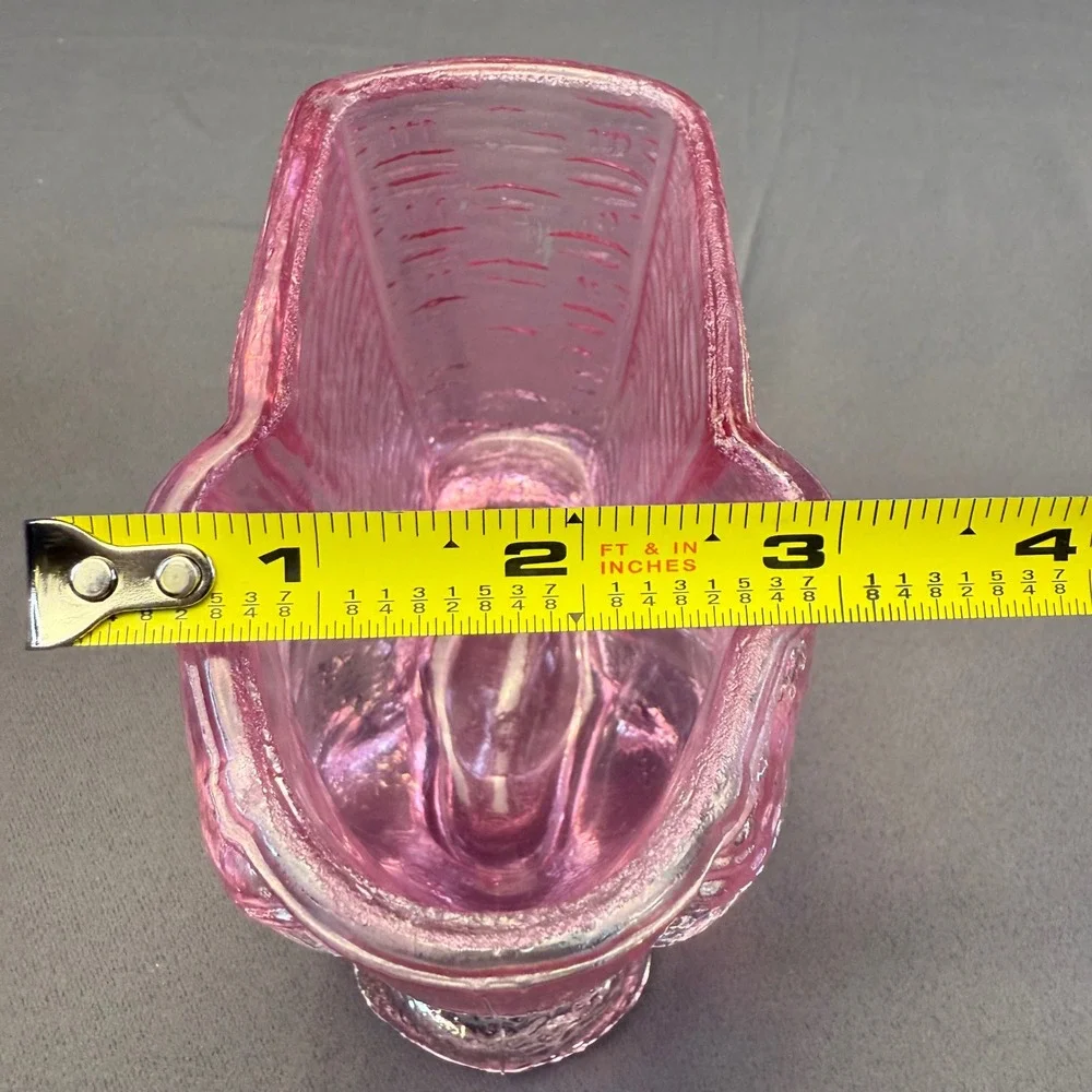 Vintage Pink Glass Bunny Rabbit Basket Candy Dish Heavy Easter Cottagecore Decor